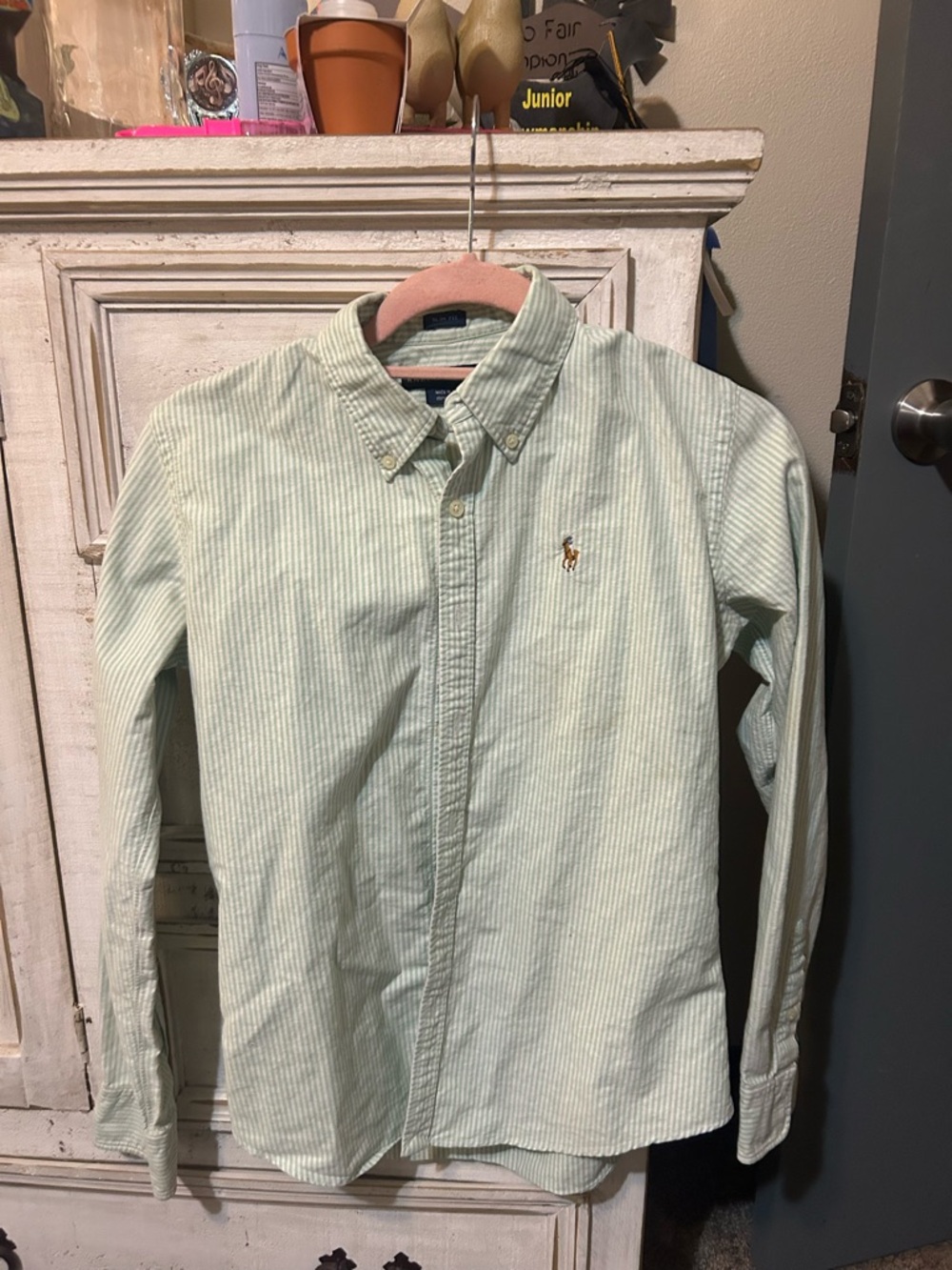 Ralph Lauren Light Mint Green Striped Button-Down Shirt
